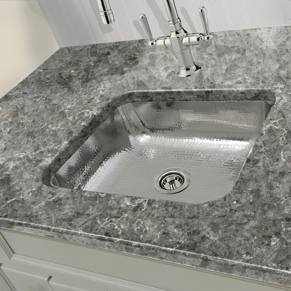Nantucket Sinks RES 17.5 Inch Hammered Stainless Steel Rectangle Bar Sink
