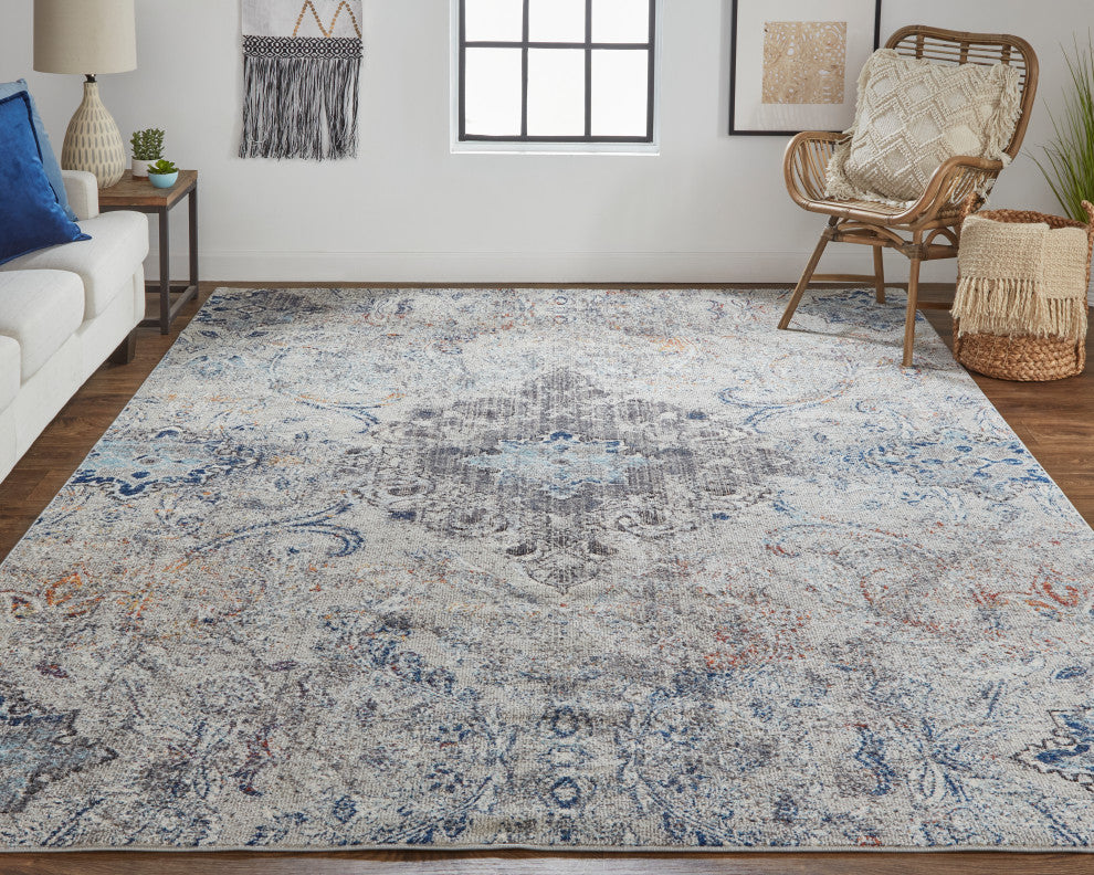 Weave & Wander Bellini Rug, Gray/Blue, 9ft-2in x 12ft-4in Rug