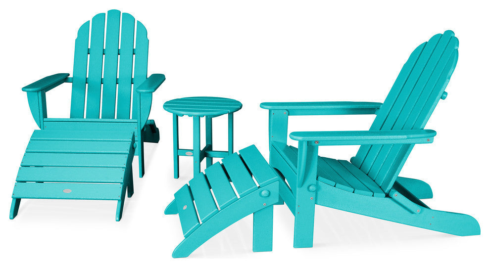 Polywood Classic Oversized Curveback Adirondack 5-Piece Casual Set, Aruba