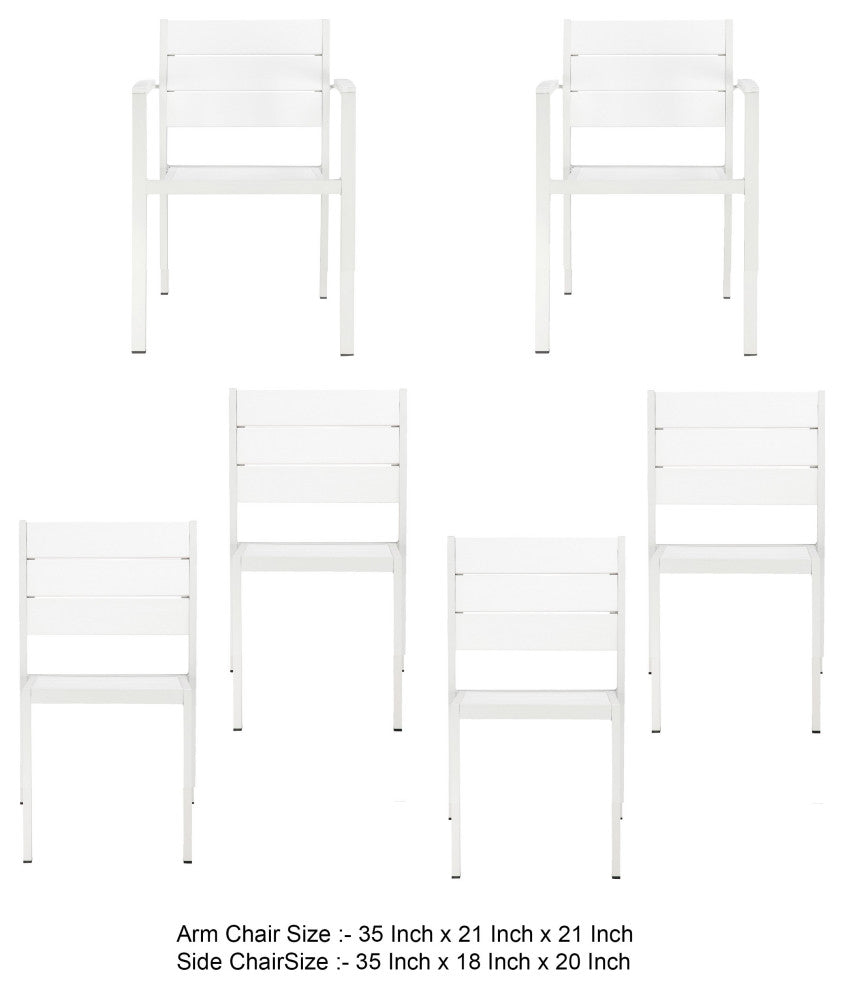 Benzara BM287841 4 Piece Armchairs and 2 Side Chairs Set, White Aluminum Frame