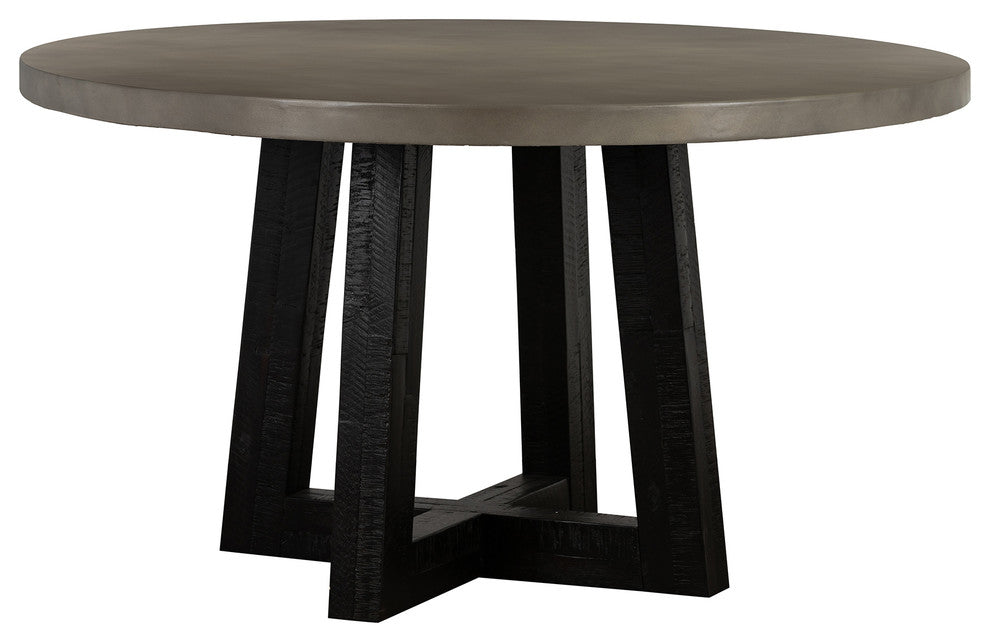 Chester Modern Concrete and Acacia Round Dining Table