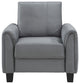 Upholstered Rolled Arm Accent Chair, Gray and Black