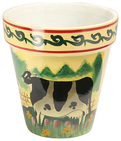 Milena Ceramic Hand Painted Ceramic Pot Planter, Yellow