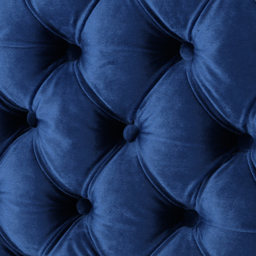 GDF Studio Hunter Tufted Fabric Queen/ Full Headboard, Navy Blue
