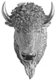 Faux Taxidermy Bison Head Wall Mount, Silver