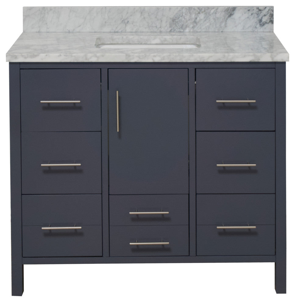 California 42" Bathroom Vanity, Marine Gray, Carrara Marble