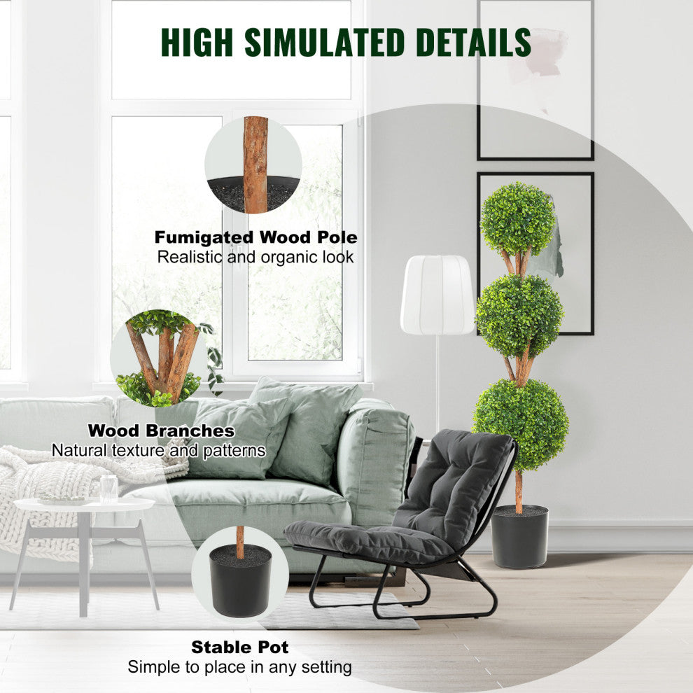 VEVOR 4' Artificial Topiary Tree Faux Plant w/ Replaceable Leaves Home Decor