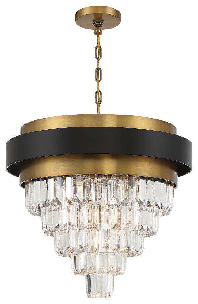 Marquise 4-Light Chandelier, Matte Black With Warm Brass Accents