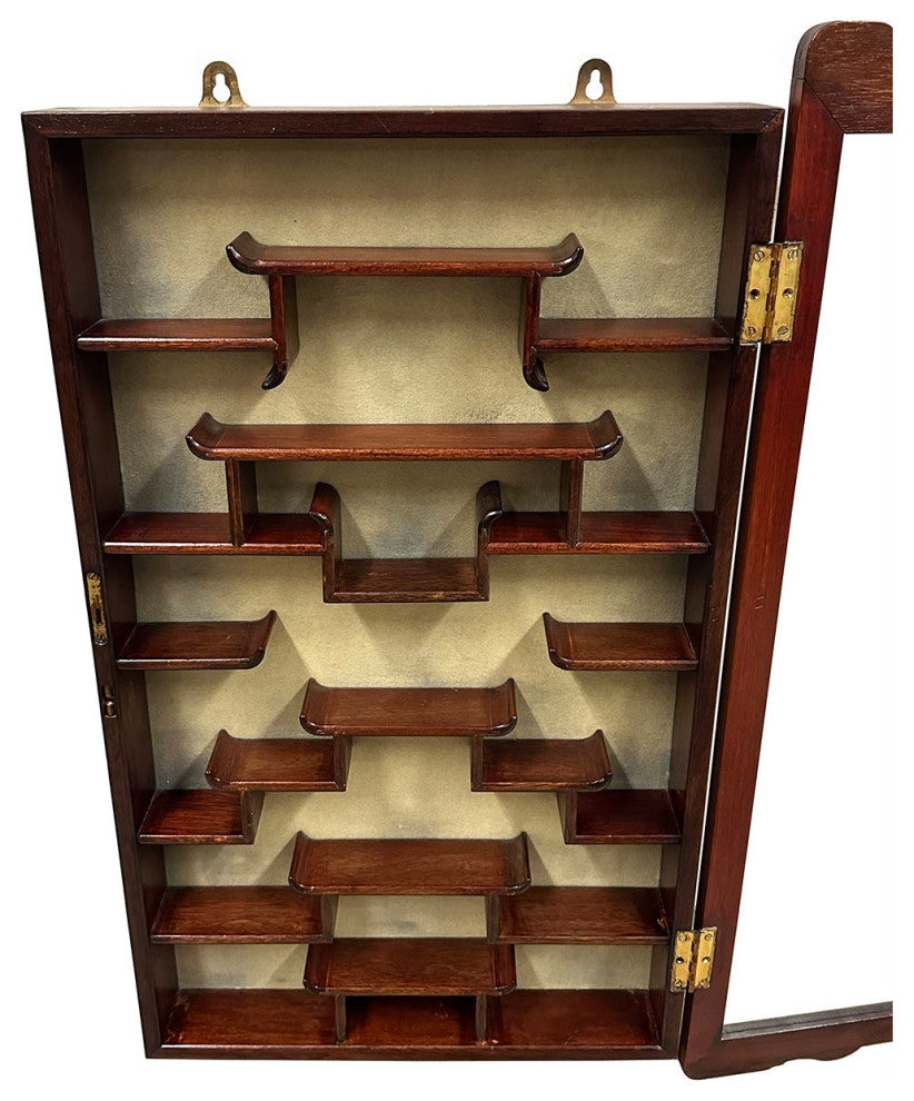 Mid-20th Century Chinese Hardwood Wall Mounted Display/Curio Cabinet