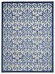 8' X 11' Blue And Gray Floral Indoor Outdoor Area Rug