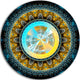 Rounded Symmetrical Flower Yellow, Abstract Round Wall Art, 36"