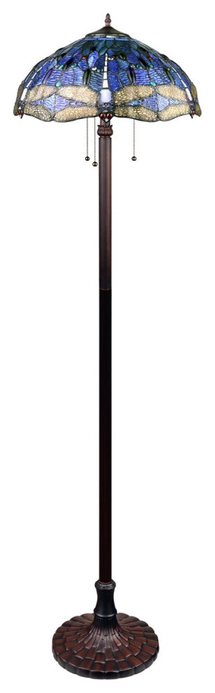Chloe Lighting Dragonfly 3-Light Glass & Metal Floor Lamp in Multi-Color