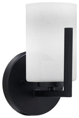 Atlas 1-Light Wall Sconce, Matte Black/White Muslin