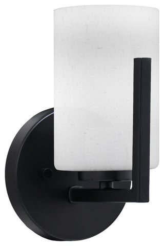 Atlas 1-Light Wall Sconce, Matte Black/White Muslin