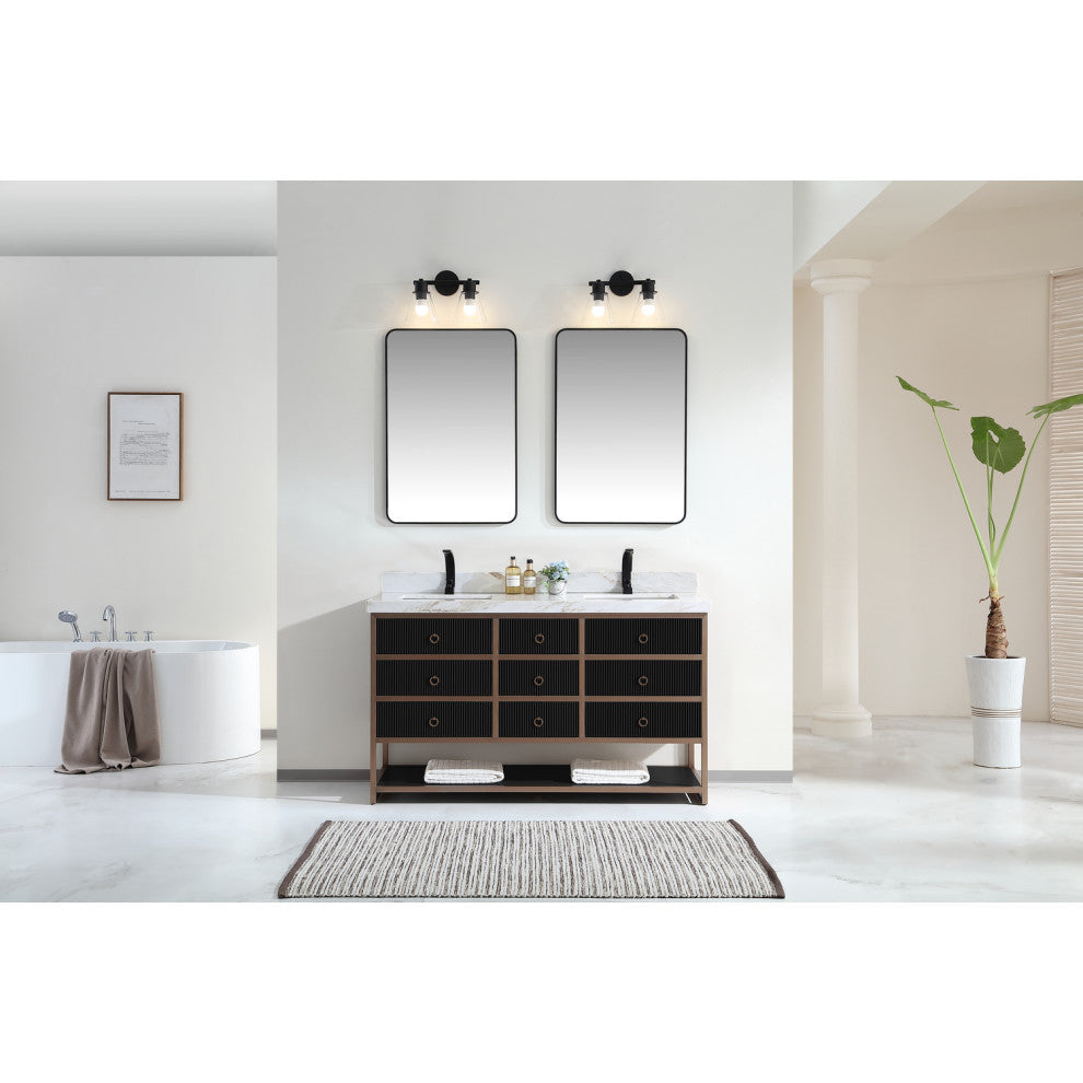 Vanity With Mirror,Sconce,Faucet Included