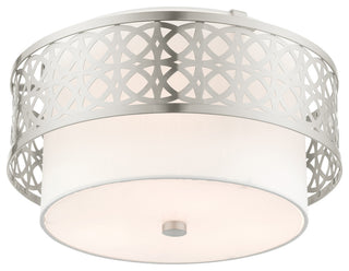 Brushed Nickel Fretwork, Ornamental, Transitional, Sophisticated Semi Flush