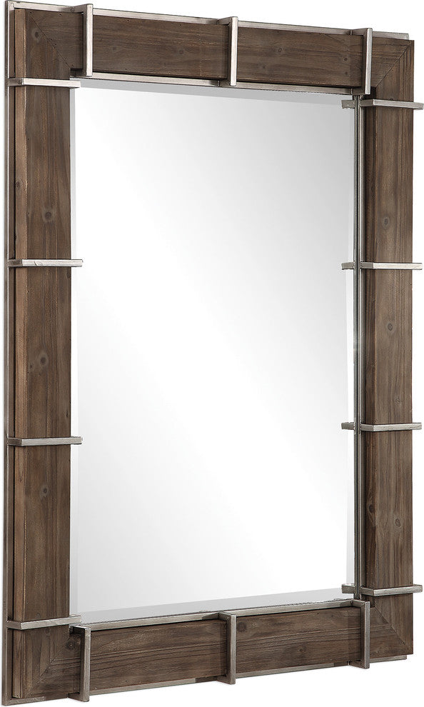 Uttermost Wade Wooden Industrial Mirror