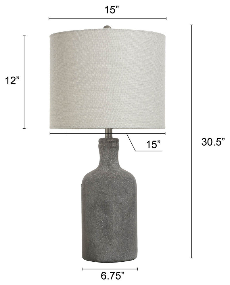 Olney, Textured Concrete Table Lamp with Drum Shade, Multi-Color Dark Gray
