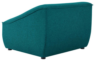 Loveseat Sofa, Fabric, Teal Blue, Modern, Living Lounge Hotel Lobby Hospitality
