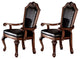 Set of 2 Black PU Upholstered Dining Armchair, Cherry Finish