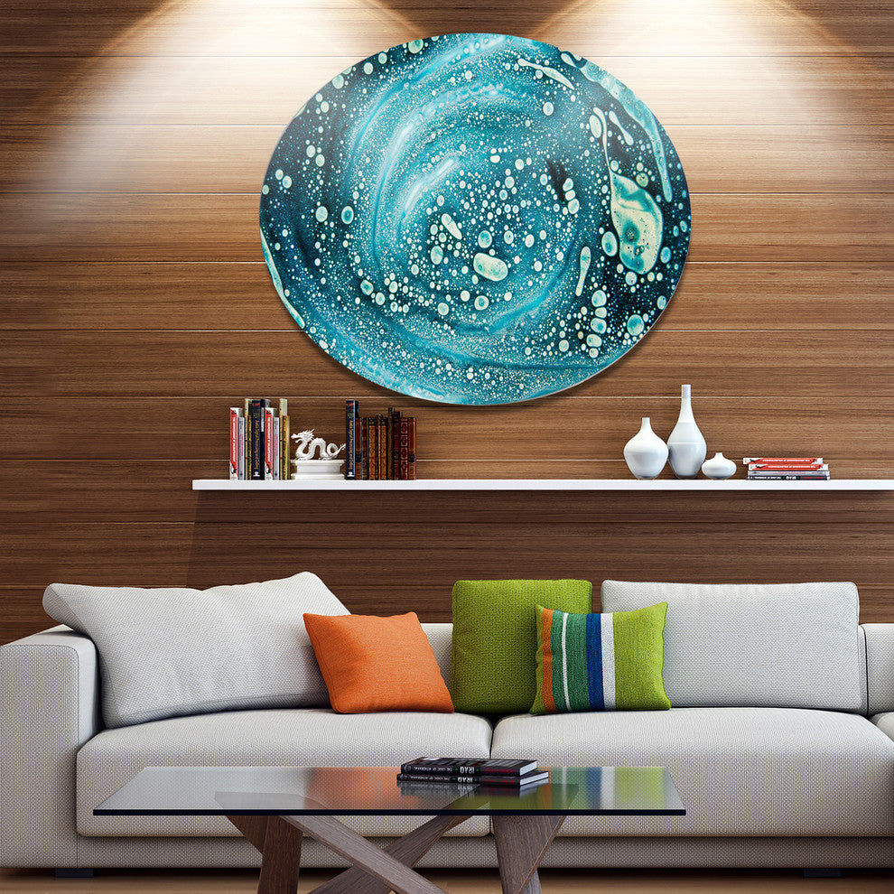 Precious Blue Fabulous Pattern, Abstract Disc Metal Wall Art, 11"