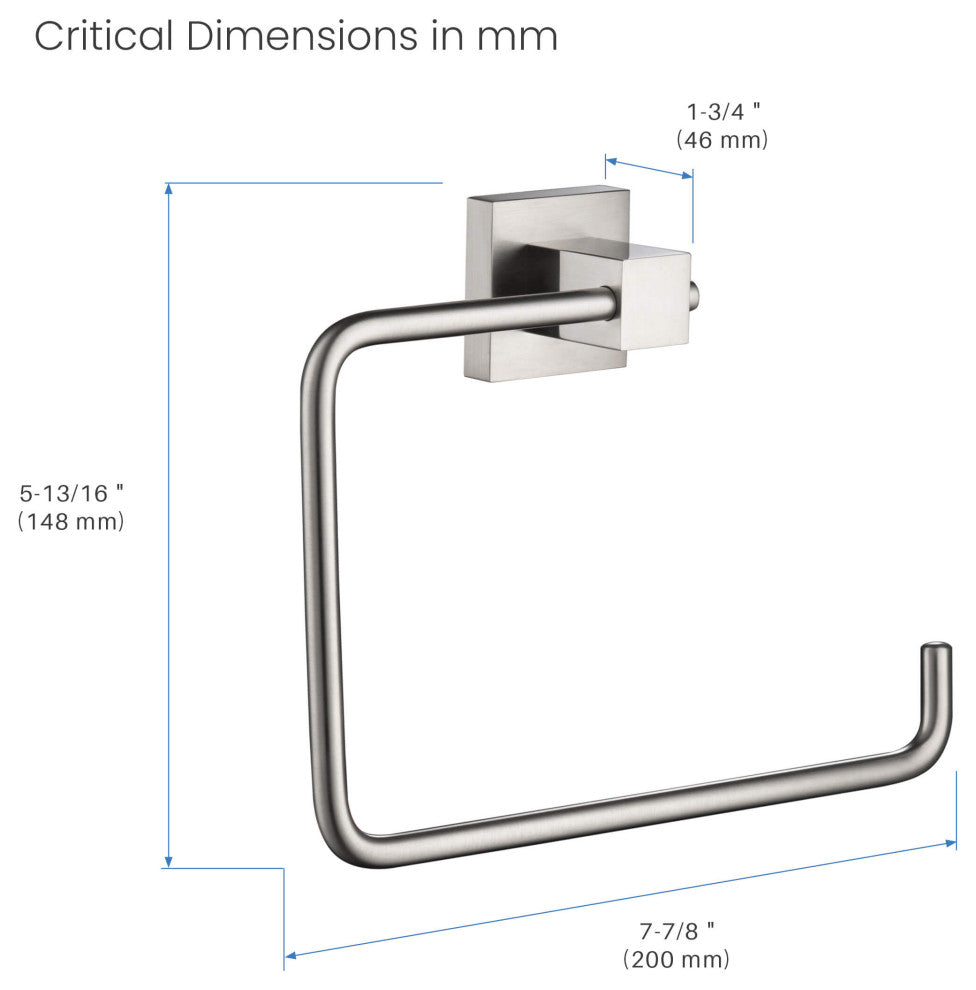 Cube Bathroom Towel Ring, Brushed Nickel