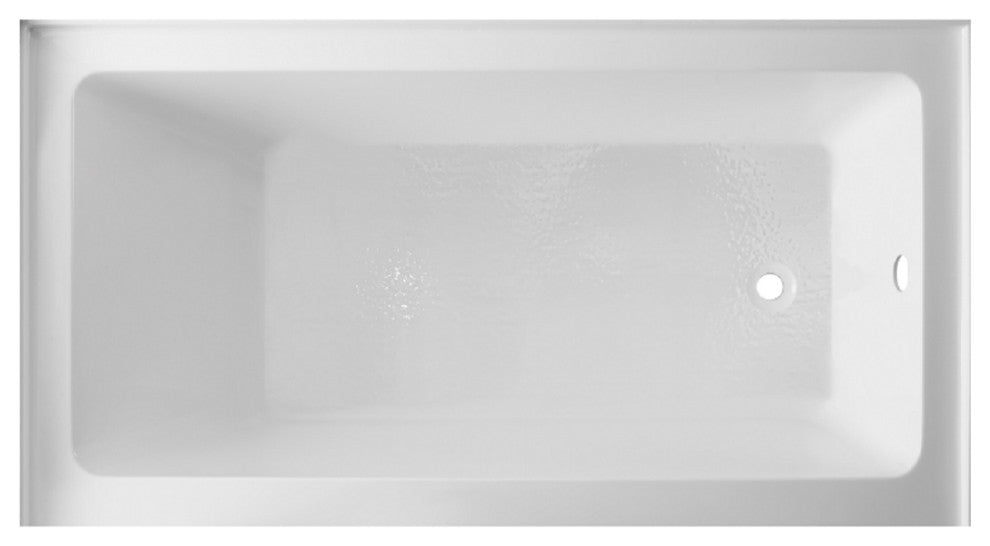 Vanity Art Alcove Soaking Acrylic Bathtub, Pure White, 60"x32", Right