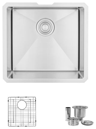 STYLISH 19"L x 18"W Undermount Kitchen Sink Single Bowl with Grid and Strainer