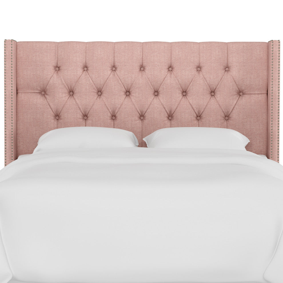 Monarch Queen Tufted Wingback Headboard, Zuma Rosequartz