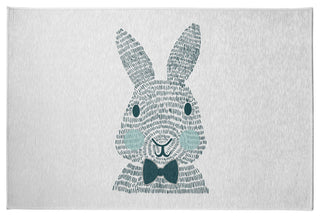 Monochrome Bunny Easter Chenille Rug, Ocean Abyss Green, 4'x6'