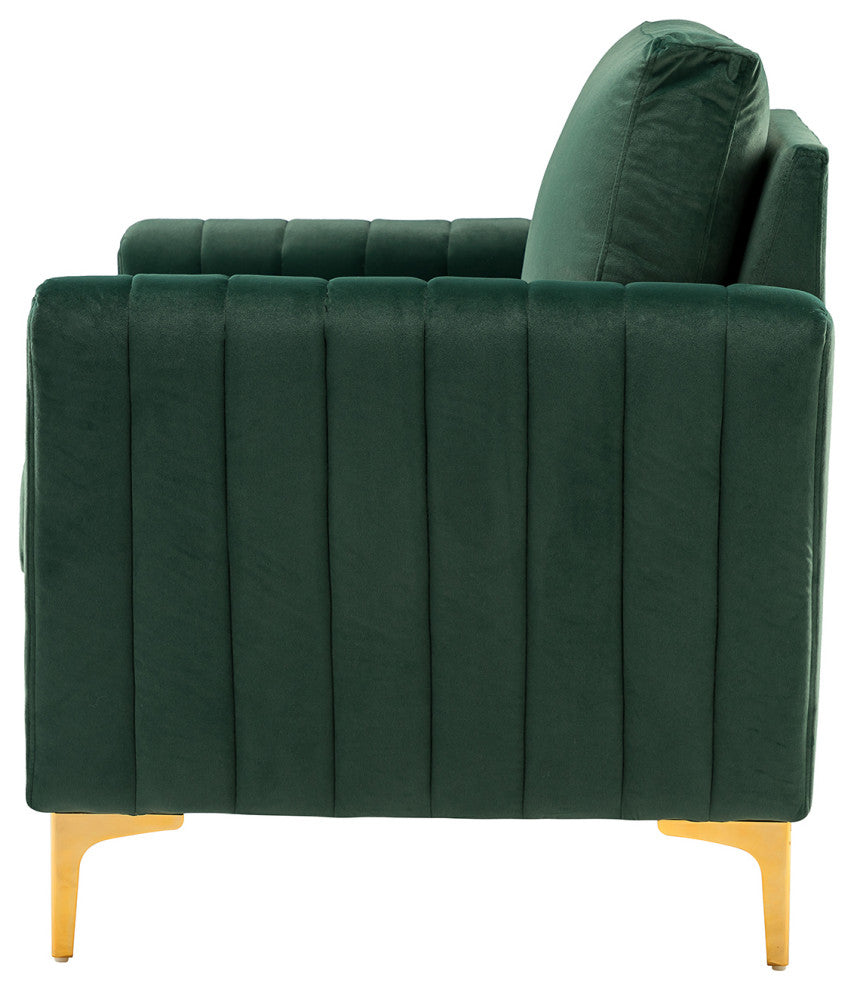 Contemporary Style Club Chair With Arms, Set of 2, Green
