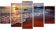 Stunning Ocean Beach at Sunset, Large Seashore Canvas Print, 60"x32", 5 Panels