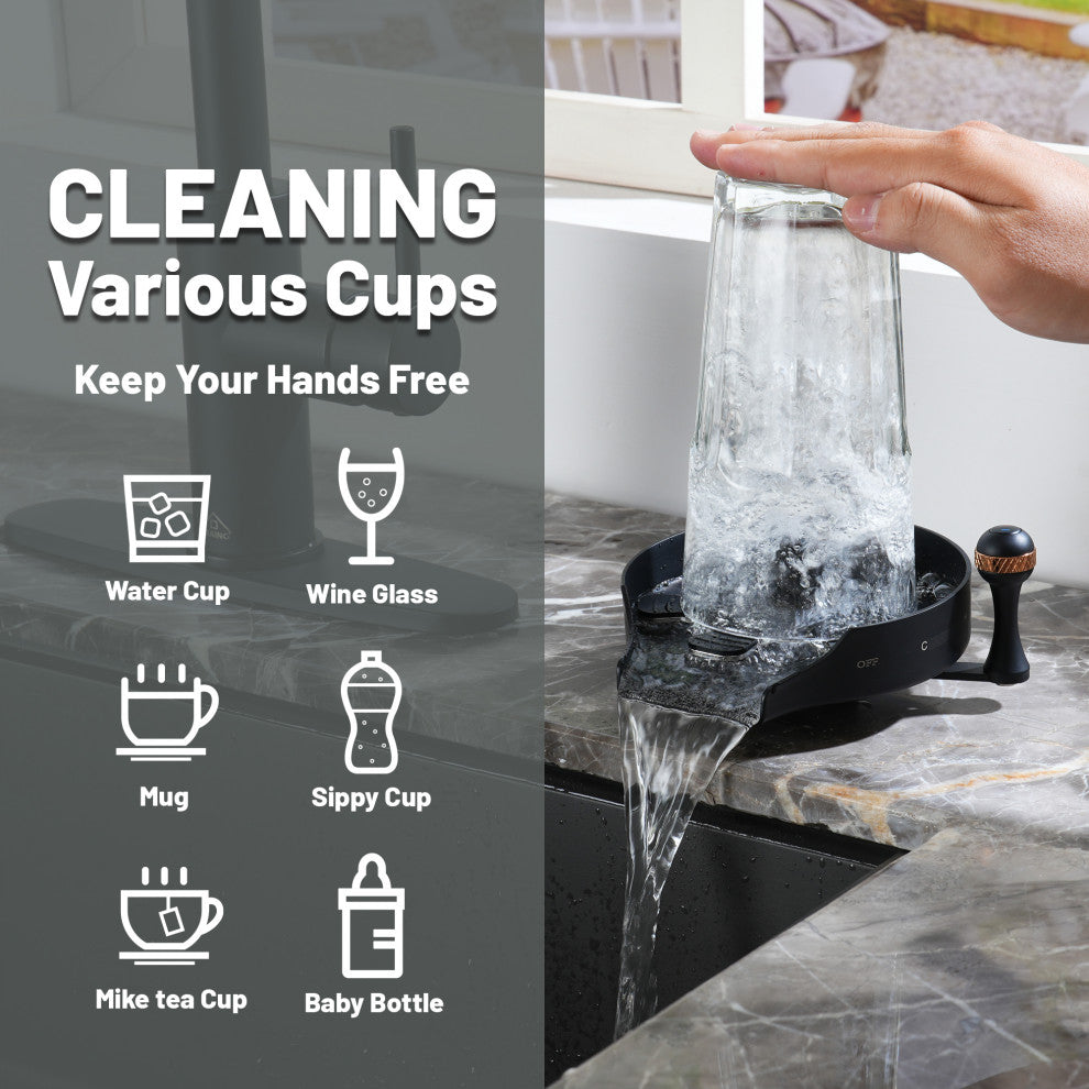 Kitchen Automatic Faucet Bottle Cup Washer Bar Sink With Hot and Cold Options, Matte Black
