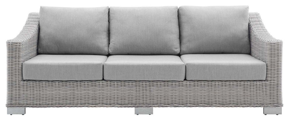 Lounge Sofa, Sunbrella, Rattan, Wicker, Gray, Modern, Outdoor Patio Cafe