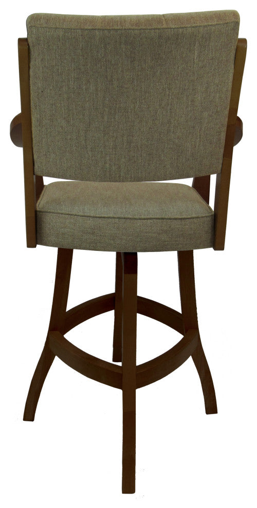 Swivel Counter Wood Bar Stool Casa on S-Base, Basin Beige - Dark Brown, 34"