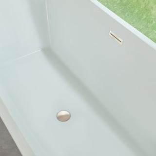 67" Acrylic Freestanding Soaking Bathtub, White/Brushed Nickel