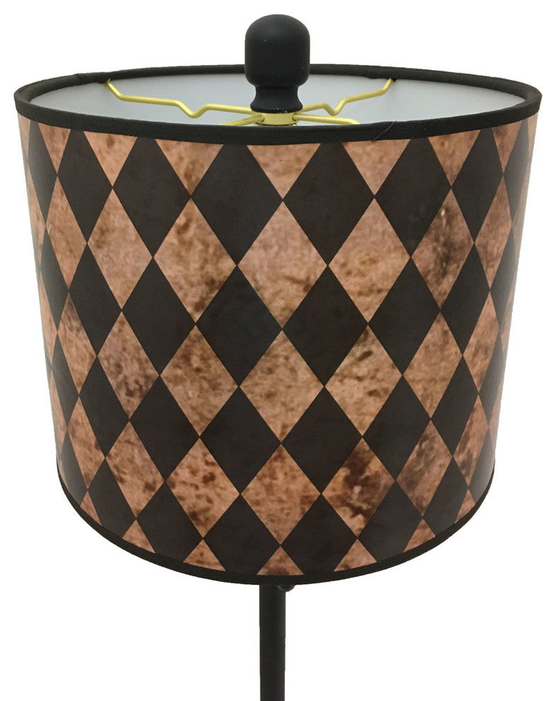 28" Crystal Lamp With Black Diamond Papyrus Shade, Oil Rubbed Bronze, Single
