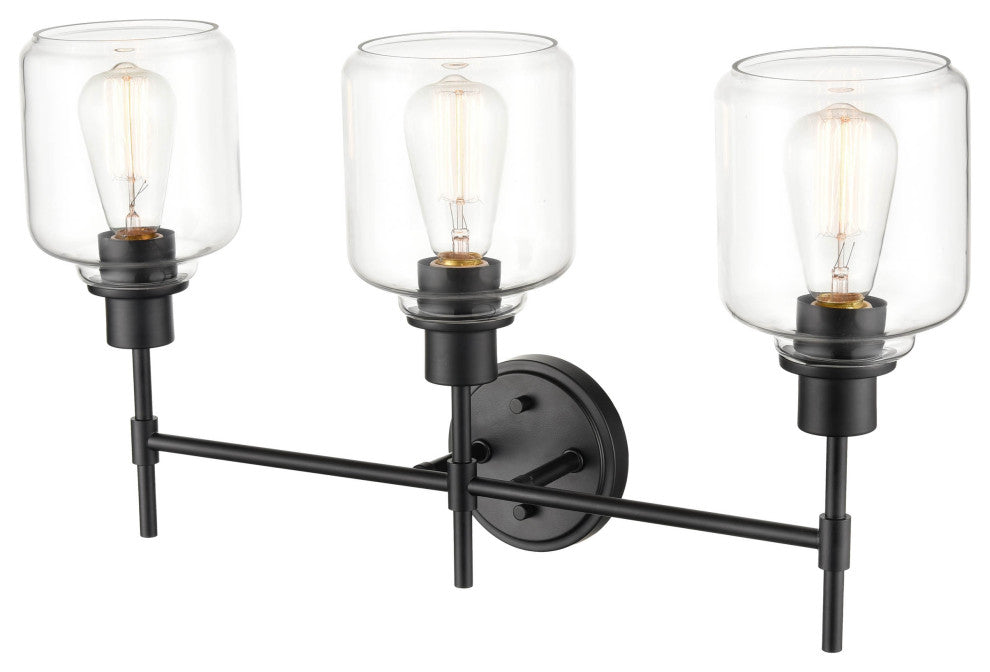 Asheville 3-Light 25" Bathroom Vanity Light, Matte Black