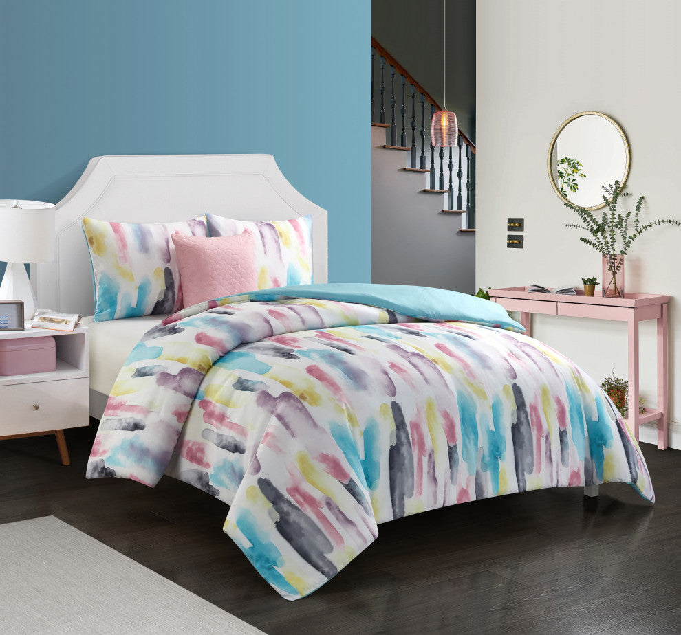 Nanshing Percia 4-Piece Comforter Set, Waterblue, Twin and Twin Xl