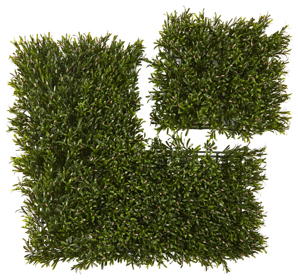 10.5" x 10.5" Rosemary Faux Wall Mat UV Resistant, Indoor/Outdoor, Set of 4