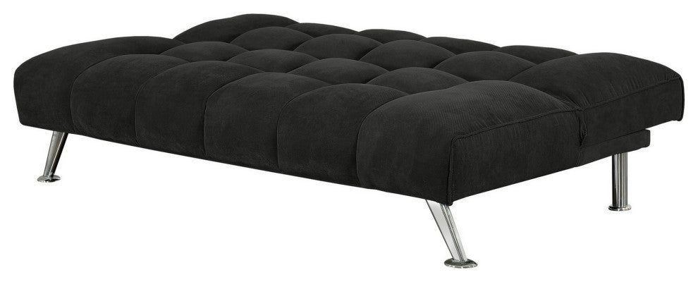 Benzara BM286431 Sofa Bed, Pocket Coils and Spring, Stylish Tufted Black Fabric