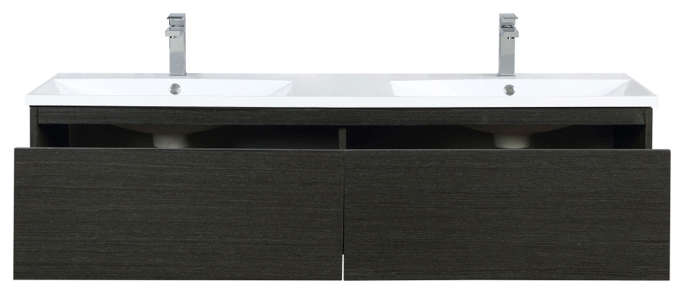 Sant 60 Iron Charcoal DB Vanity, Acrylic Top With Sinks, Gun Metal Faucet Set