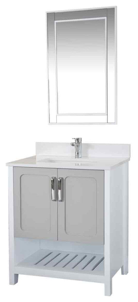 Florin Collection 30" Bathroom Vanity With Sink, Mirror, Countertop, Gray