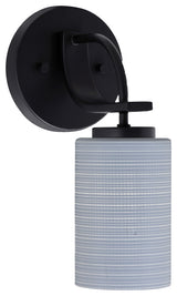 Cavella 1 Light Wall Sconce, Matte Black Finish, 4" Gray Matrix Glass