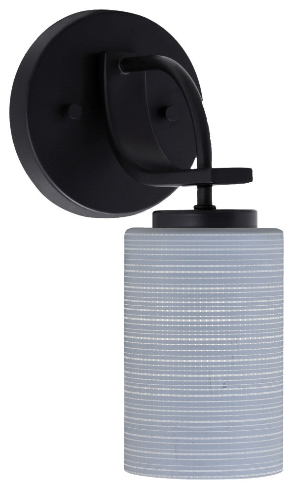 Cavella 1 Light Wall Sconce, Matte Black Finish, 4" Gray Matrix Glass