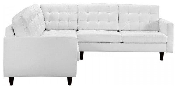 Modern White Empress 3 Piece Bonded Leather Sectional Sofa Set