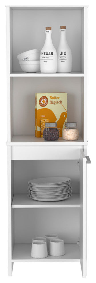 Danforth Pantry Cabinet with 1 Cabinet and 4 Shelves, White