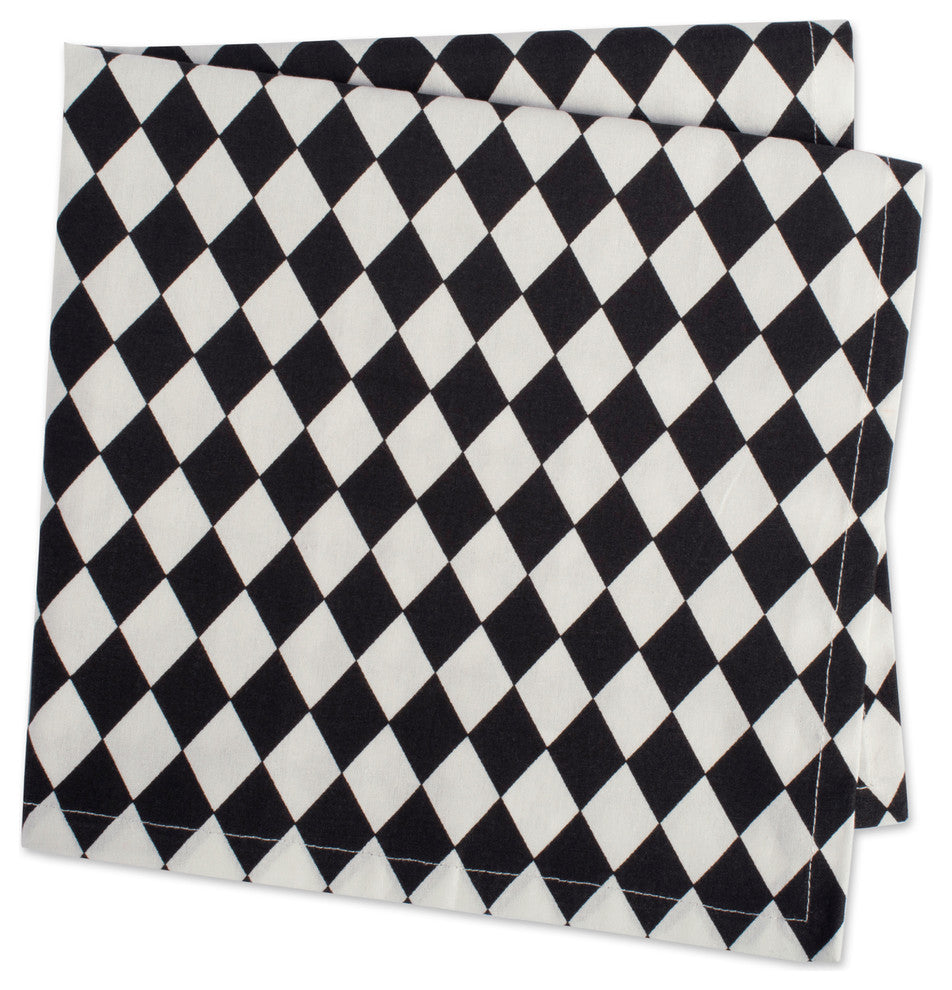 DII Black And Cream Harelquin Print Napkin, Set of 6