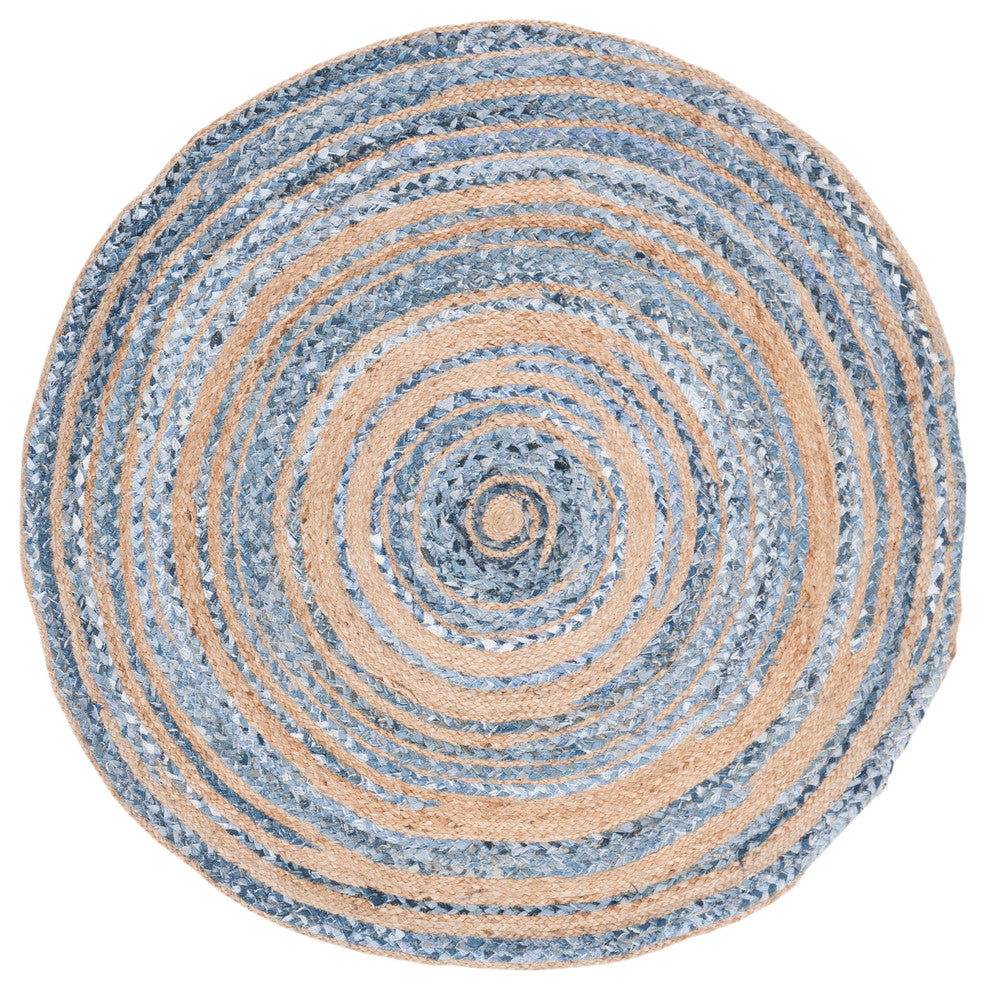 Safavieh Cape Cod Collection CAP209 Rug, Blue/Natural, 4' Round
