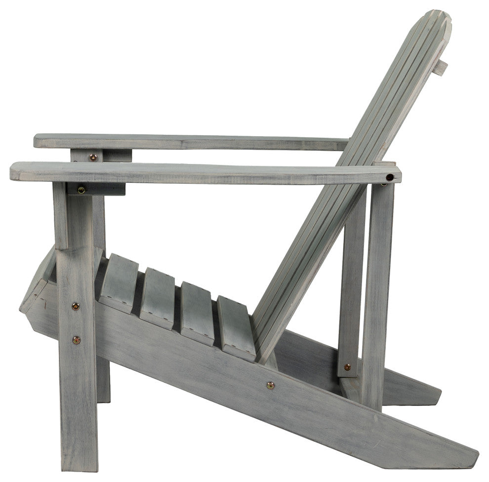 Westport Outdoor Patio Traditional Acacia Wood Adirondack Chair, Gray